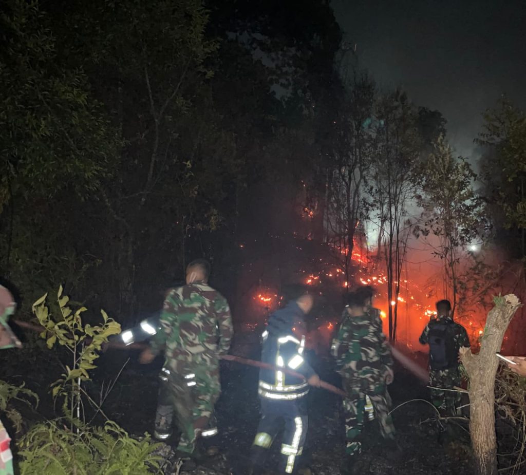Respon Cepat Personel Lanud Hang Nadim dalam Memadamkan Kebakaran di Wilayah KKOP Bandara Hang Nadim